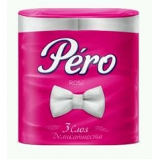 Туалетная  бумага Pero Rose 3 слоя 4 рулона Белая с покрасом