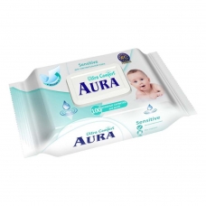 AURA Влажные салфетки Ultra Comfort для детей с экстрактом Алоэ и витамином Е 100 шт.