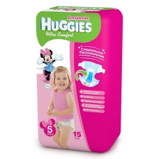 Подгузники Huggies Ultra Comfort для девочек 5 (12-22 кг) 15 шт
