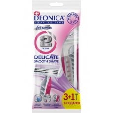 Одноразовая безопасная бритва Deonica FOR WOMEN 2 лезвия, 3 + 1 шт в подарок